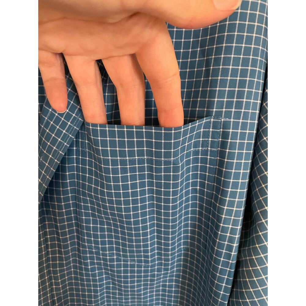 L.L.Bean All Cotton Mens XL Tall Shirt Button Down Blue/White Checker LongSleeve - Picture 5 of 12